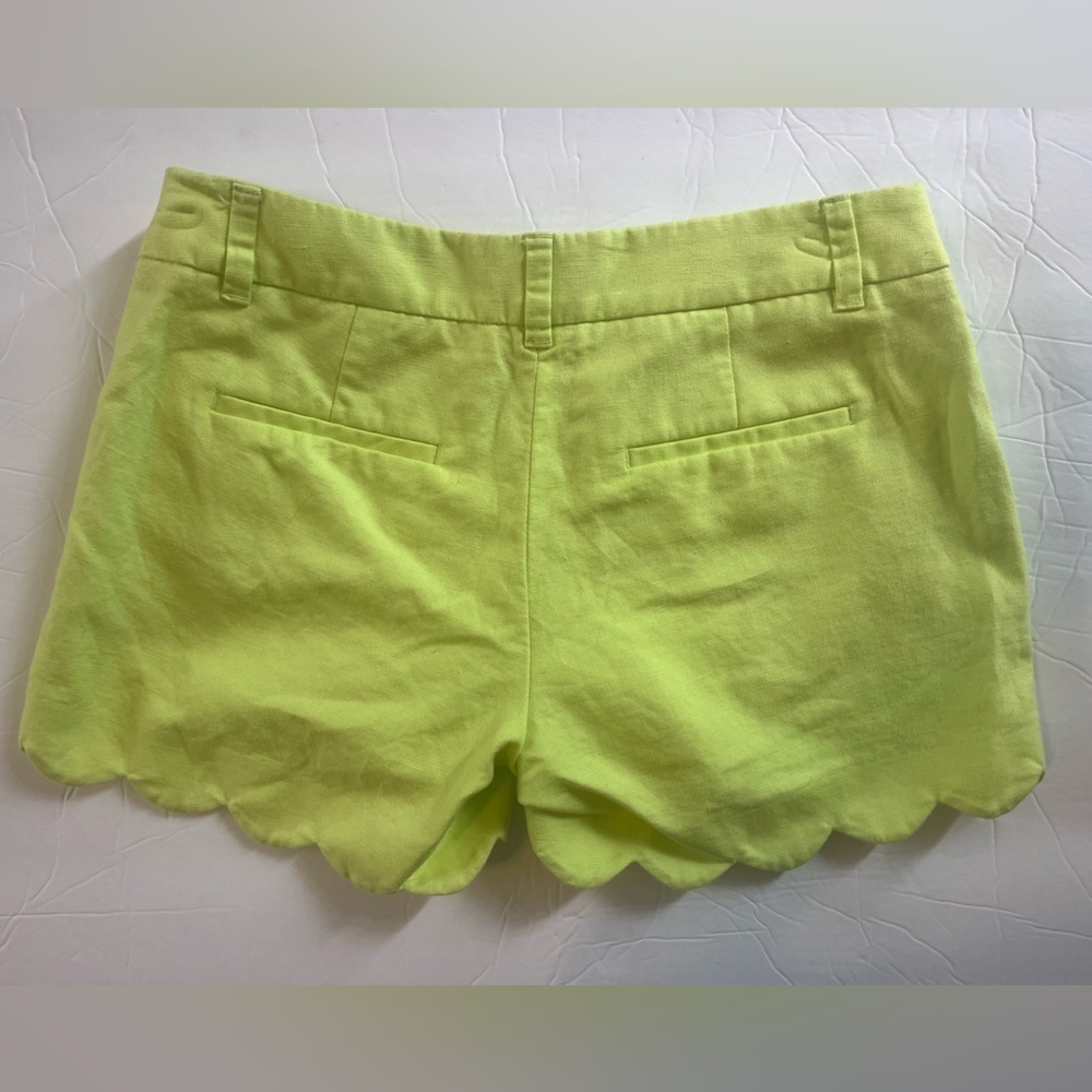 J.Crew Scalloped Hem Linen Blend Shorts – Size 0 – Neon Yellow - Picture 3 of 4